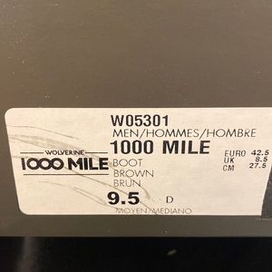 Brand new in box. Size 9.5 Wolverine 1000 mile. Brown boot.